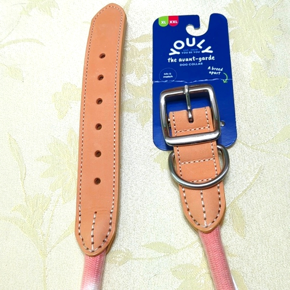 Dog Collar, Rope and Leather, Size XL/XXL. NWT